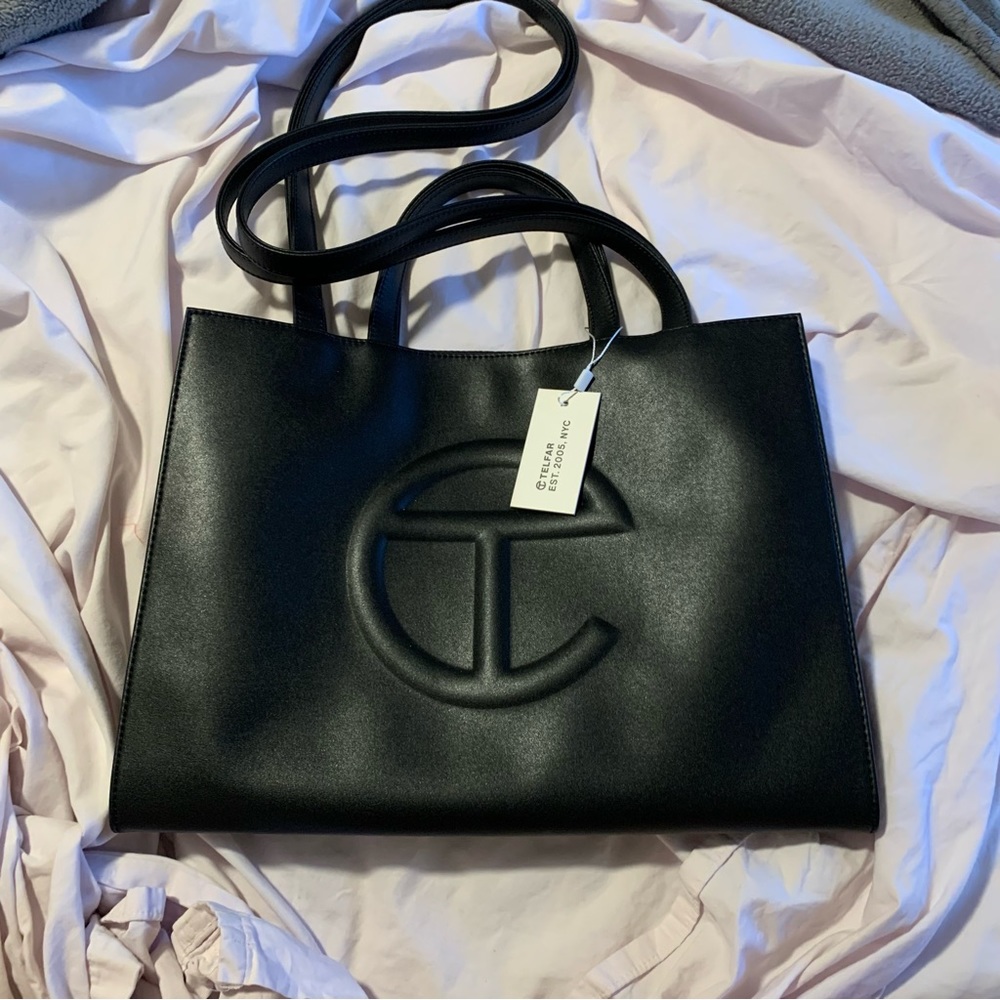 black medium telfar shopping bag